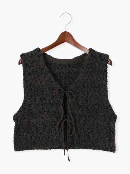 ポンポンヤーンニットショートベスト（グレー/チャコールグレー/ベージュ/ブルー）｜Te chichi TERRASSE（テチチ テラス）通販