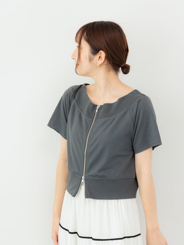 トップス cococh パール調チェーン付きフロントタックトップス【洗濯機洗い可