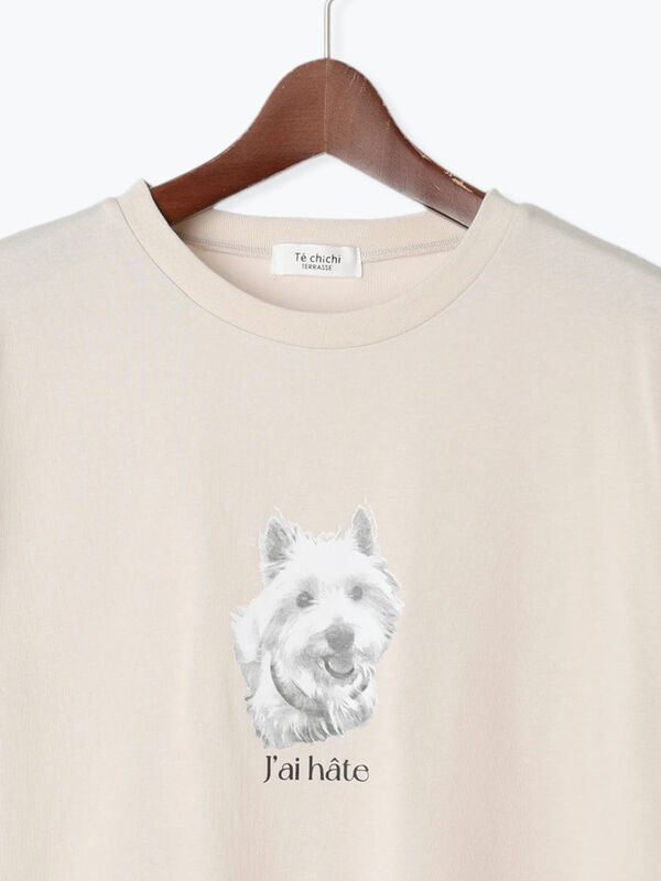 セール】 【接触冷感】犬モチーフプリントTシャツ（オフホワイト