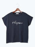 【接触冷感】スパンコールロゴフレンチスリーブTシャツ(ネイビー)|Te chichi TERRASSE(テチチ テラス)通販