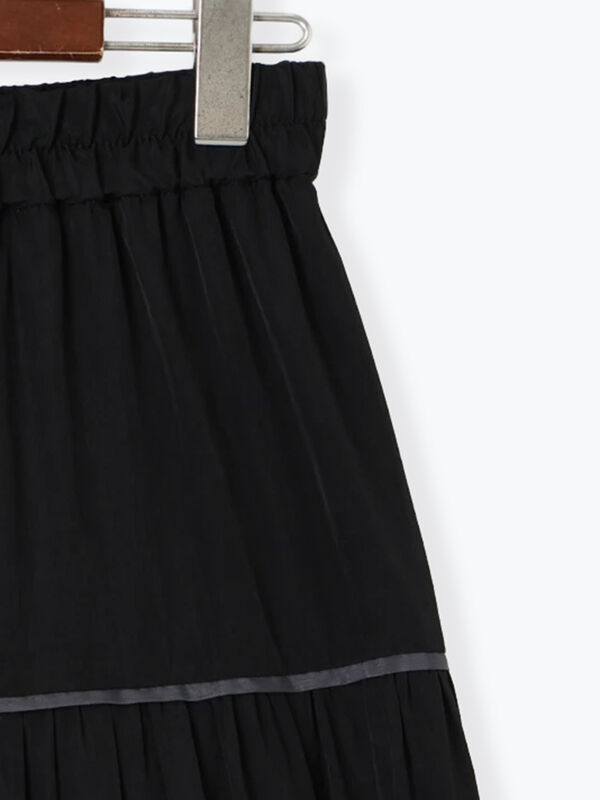 セール】 パイピングティアードスカート（オフホワイト/ブラック/モカ