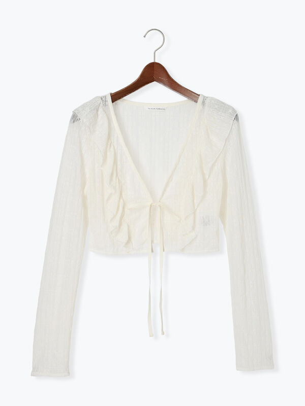 セール】 カットレースボレロカーディガン（オフホワイト/ブラック