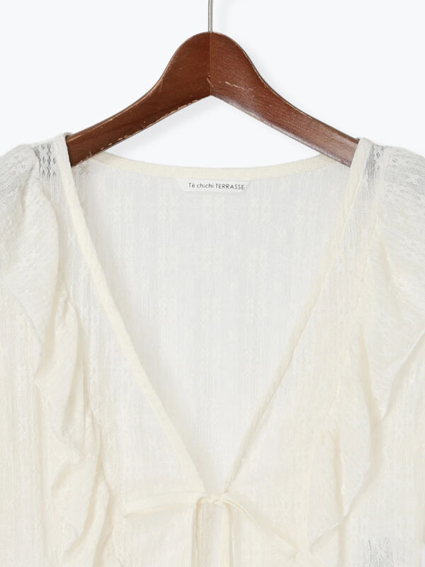 セール】 カットレースボレロカーディガン（オフホワイト/ブラック