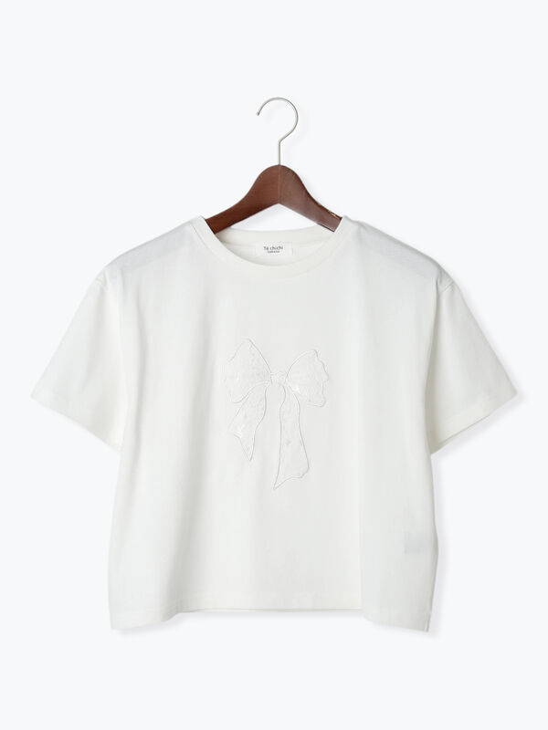 【接触冷感】レース刺繍クロップドTシャツ（オフホワイト）｜Te chichi TERRASSE（テチチ テラス）通販