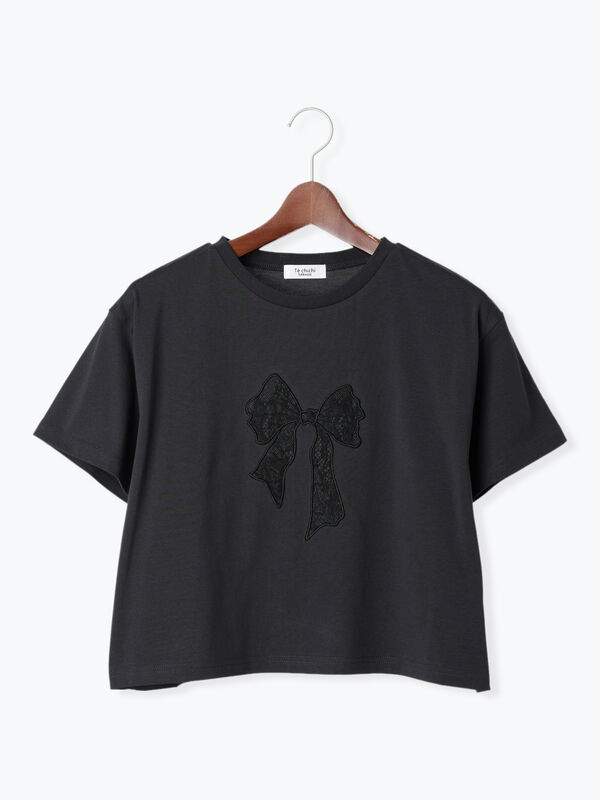 【接触冷感】レース刺繍クロップドTシャツ（チャコールグレー）｜Te chichi TERRASSE（テチチ テラス）通販