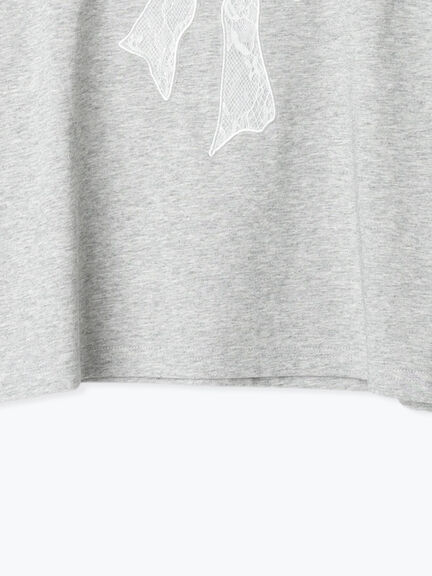 【接触冷感】レース刺繍クロップドTシャツ（オフホワイト/グレー/チャコールグレー）｜Te chichi TERRASSE（テチチ テラス）通販