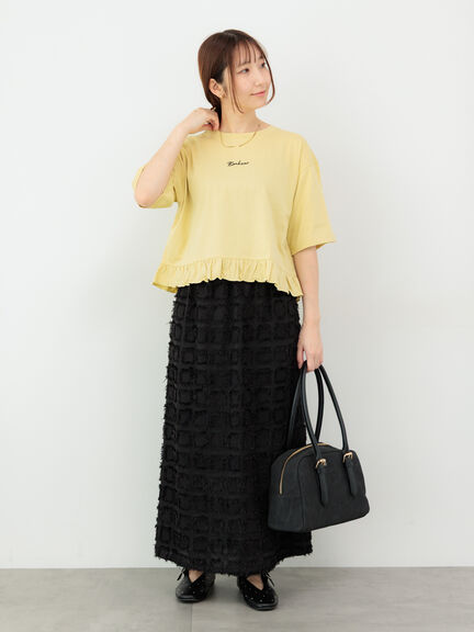 裾フリル刺繍Tシャツ（オフホワイト/チャコールグレー/イエロー）｜Te chichi TERRASSE（テチチ テラス）通販