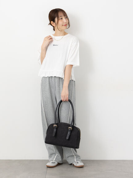 裾フリル刺繍Tシャツ（オフホワイト/チャコールグレー/イエロー）｜Te chichi TERRASSE（テチチ テラス）通販