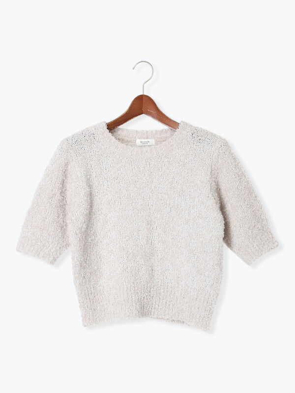 リボンヤーンハーフスリーブニット（グレー）｜Te chichi TERRASSE（テチチ テラス）通販