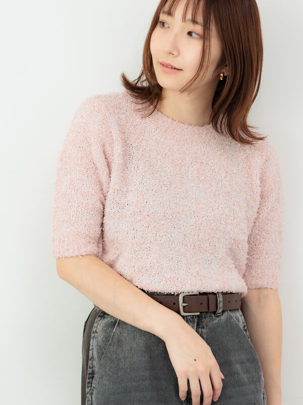 リボンヤーンハーフスリーブニット（ピンク）｜Te chichi TERRASSE（テチチ テラス）通販