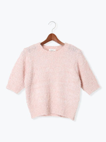 リボンヤーンハーフスリーブニット（オフホワイト/グレー/ブラック/ピンク）｜Te chichi TERRASSE（テチチ テラス）通販