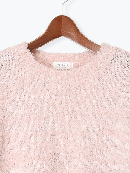 リボンヤーンハーフスリーブニット（オフホワイト/グレー/ブラック/ピンク）｜Te chichi TERRASSE（テチチ テラス）通販