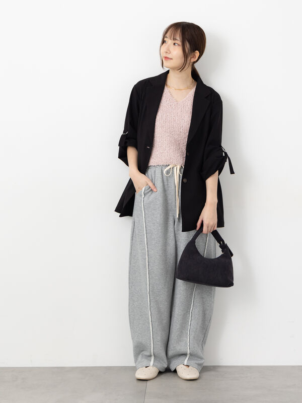 セール】 リボンヤーンニットベスト（オフホワイト/グレー/ブラック