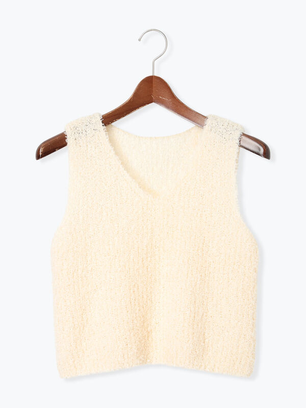 セール】 リボンヤーンニットベスト（オフホワイト/グレー/ブラック