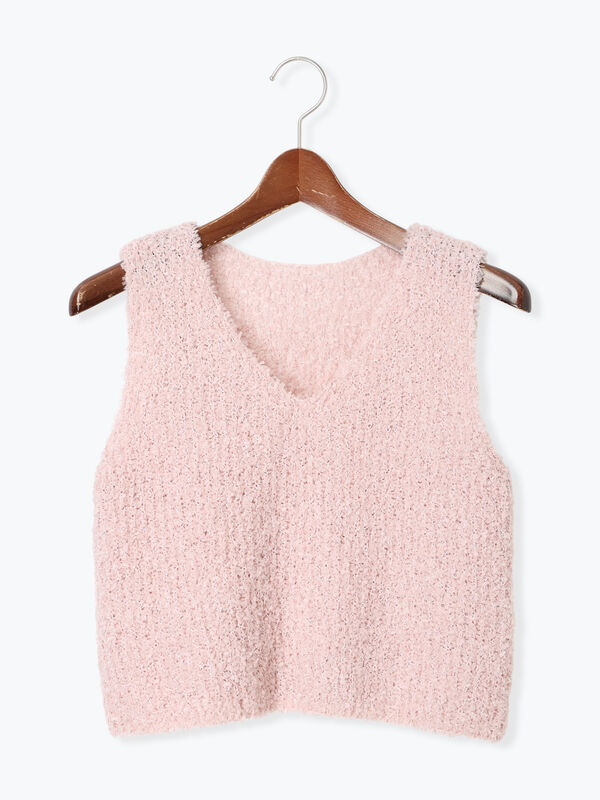 heihei リボンニットベスト セール】 リボンヤーンニットベスト（オフホワイト/グレー/ブラック