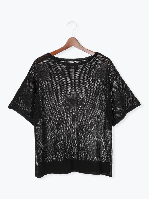 セール】 メッシュジャガードプルオーバーニット（オフホワイト