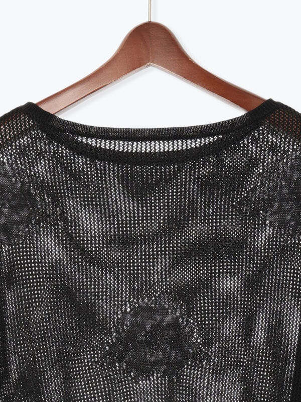 セール】 メッシュジャガードプルオーバーニット（オフホワイト