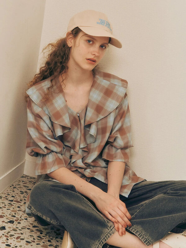 オンブレーチェックフリルブラウス《2025autumn catalog item》（オフホワイト/ブラック/ブラウン）｜Te chichi TERRASSE（テチチ テラス）通販