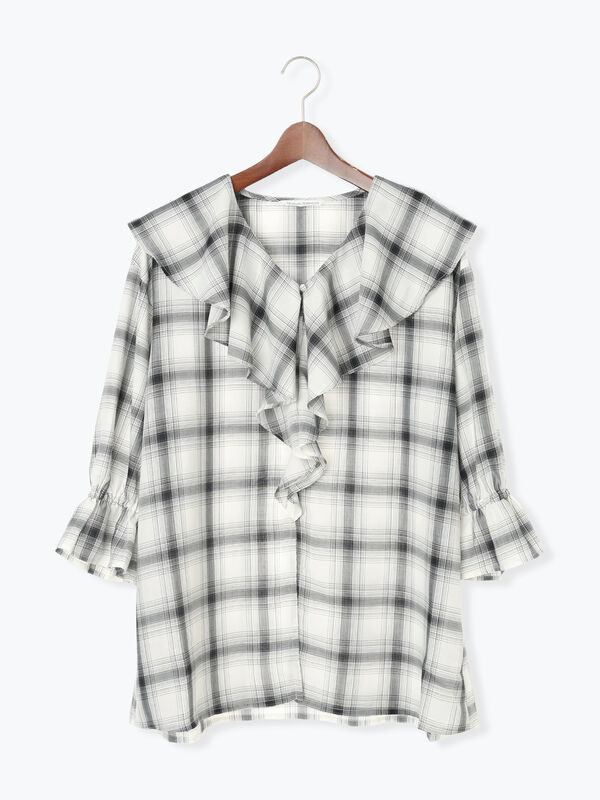 オンブレーチェックフリルブラウス《2025autumn catalog item》（オフホワイト）｜Te chichi TERRASSE（テチチ テラス）通販