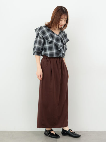 オンブレーチェックフリルブラウス《2025autumn catalog item》（オフホワイト/ブラック/ブラウン）｜Te chichi TERRASSE（テチチ テラス）通販