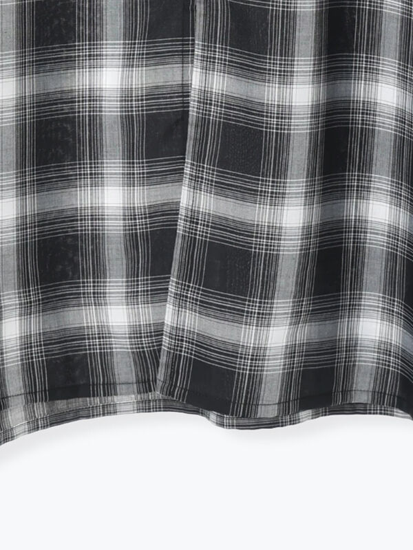 45rpmフリル付きブラウン・ホワイトチェックシャツ オンブレーチェックフリルブラウス《2025autumn catalog item