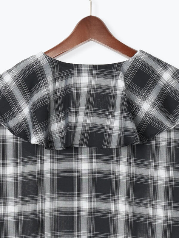 45rpmフリル付きブラウン・ホワイトチェックシャツ 45rpmフリル付きブラウン・ホワイトチェックシャツ