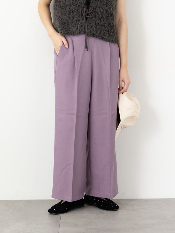 【しべちゃ】 セール】 アシメクロップドパンツ（オフホワイト/グレー