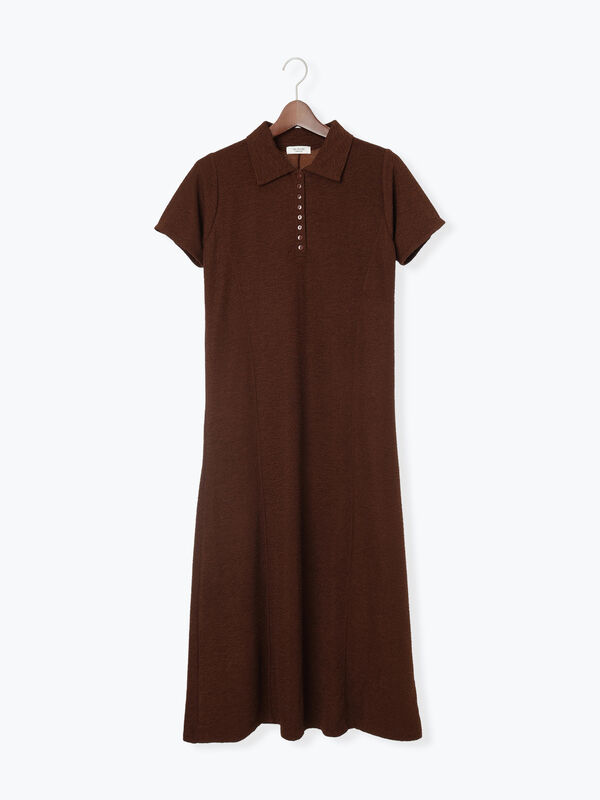 セール】 カットジャガードポロワンピ（ブラック/ブラウン/ワンピース