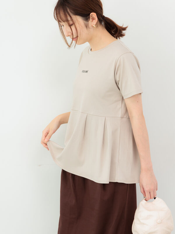 刺繍入りスムース切替トップス（ベージュ）｜Te chichi TERRASSE（テチチ テラス）通販