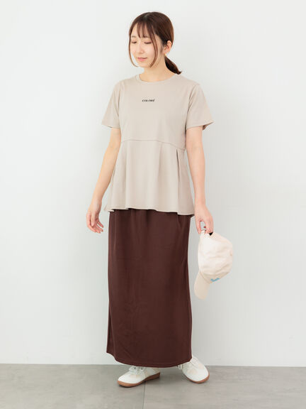 刺繍入りスムース切替トップス（ブラック/ベージュ/グリーン）｜Te chichi TERRASSE（テチチ テラス）通販