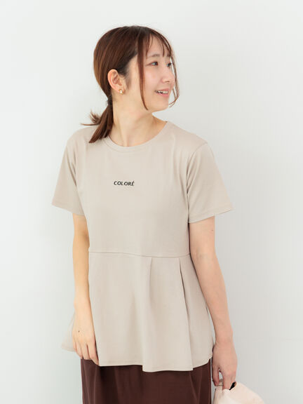 刺繍入りスムース切替トップス（ブラック/ベージュ/グリーン）｜Te chichi TERRASSE（テチチ テラス）通販