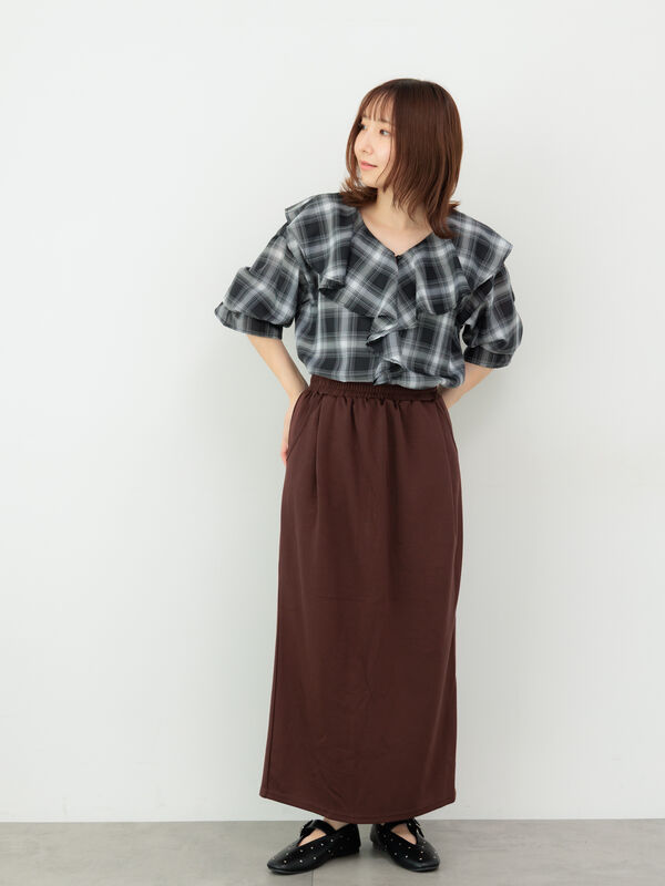 セール】 【選べる着丈】ダンボールナロースカート（グレー/ブラック