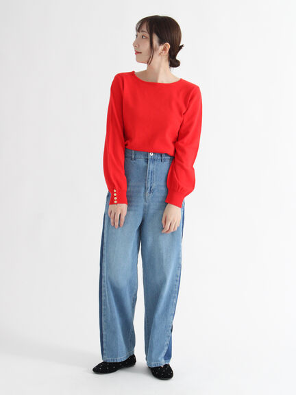 サイドラインデニムパンツ《2025autumn catalog item》（ブラック/ブルー）｜Te chichi TERRASSE（テチチ テラス）通販
