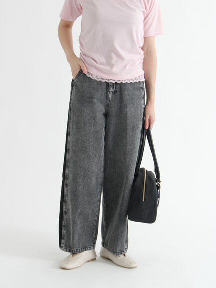 サイドラインデニムパンツ《2025autumn catalog item》（ブラック/ブルー）｜Te chichi TERRASSE（テチチ テラス）通販