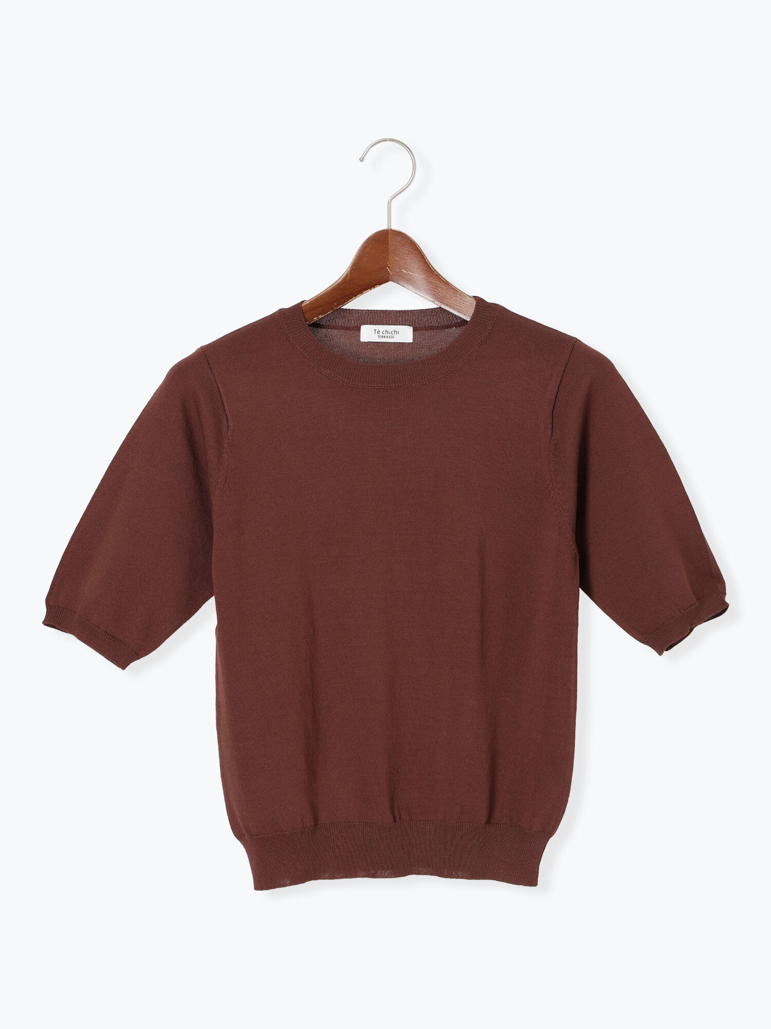 セール】 ハーフスリーブニット（オフホワイト/チャコールグレー