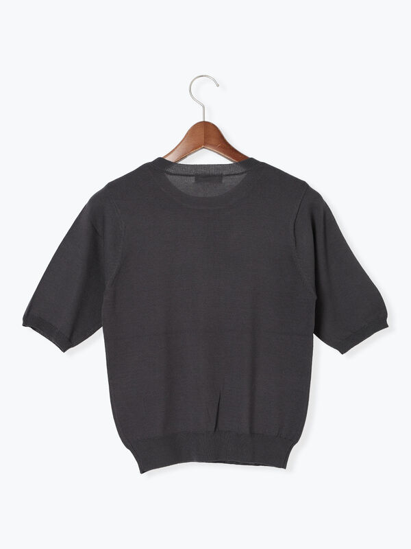 セール】 ハーフスリーブニット（オフホワイト/チャコールグレー