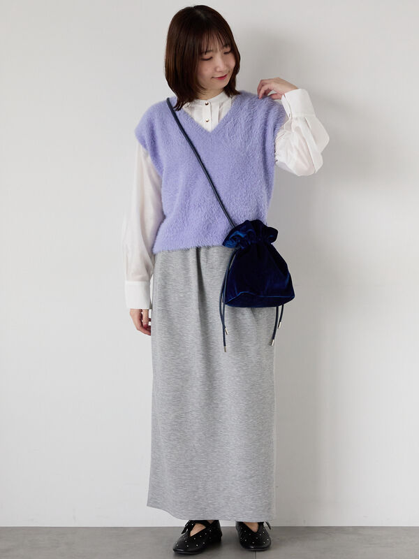 C75 サイズ　グレイッシュモカ セール】 フロントタック入りシアーシャツ（オフホワイト/グレー