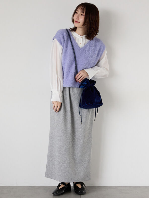 セール】 フロントタック入りシアーシャツ（オフホワイト/グレー