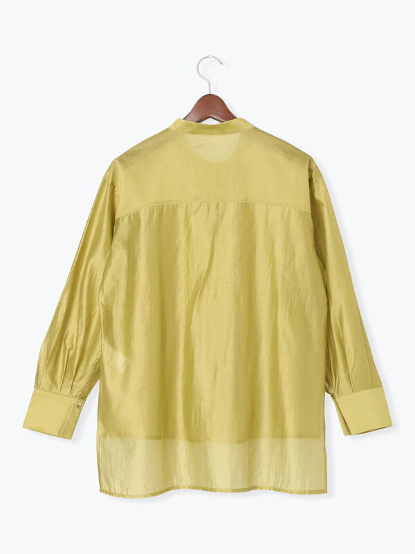 セール】 フロントタック入りシアーシャツ（オフホワイト/グレー