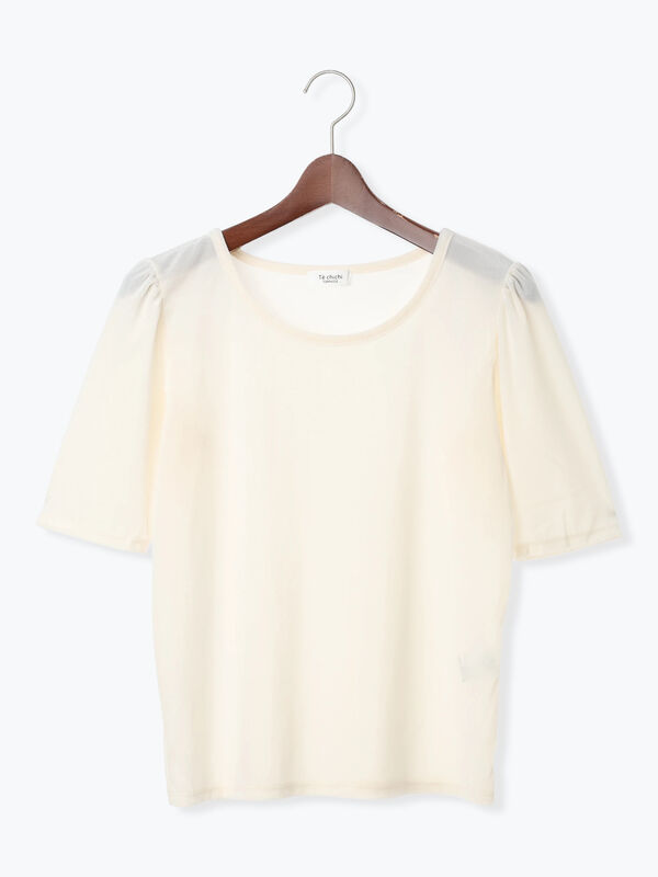 セール】 シアーベロアパフトップス（オフホワイト/ブラック