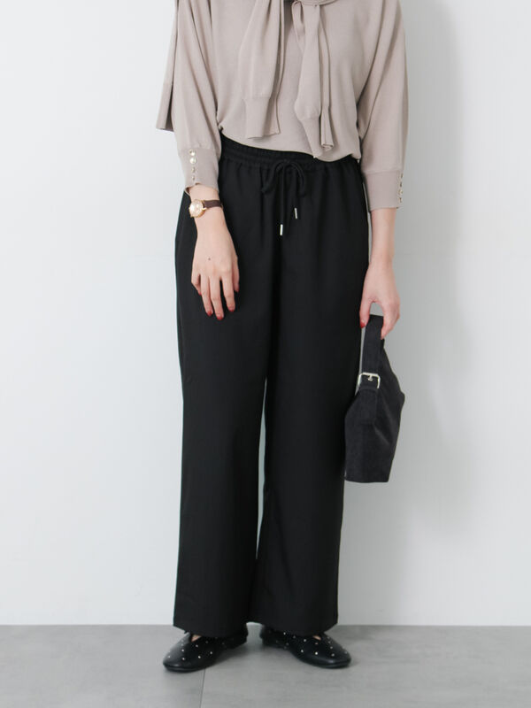 選べる着丈】ストレートイージーパンツ（チャコールグレー/ブラック