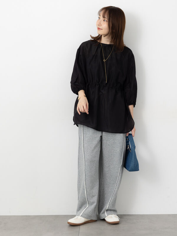 セール】 前後2WAYドロストチュニック（オフホワイト/チャコールグレー