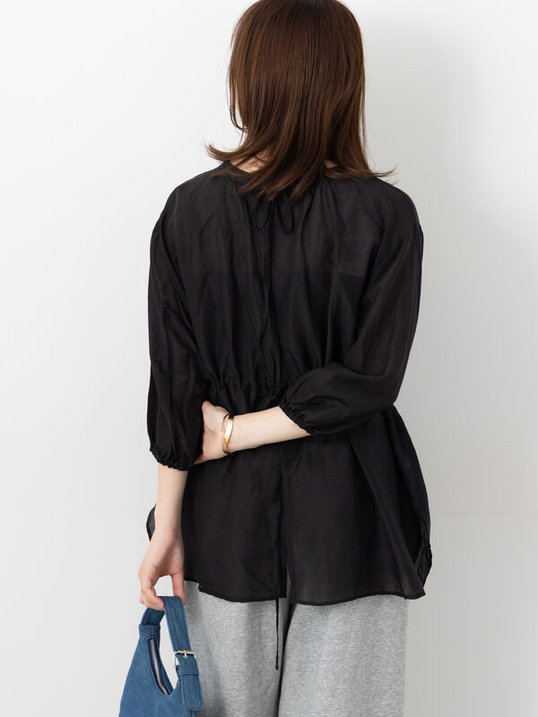 セール】 前後2WAYドロストチュニック（オフホワイト/チャコールグレー