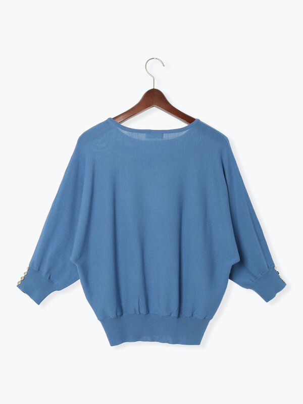 セール】 金釦ドルマンスリーブニット（ブラック/ピンク