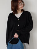 金釦Vネックリラックスカーディガン(ブラック)|Te chichi TERRASSE(テチチ テラス)通販