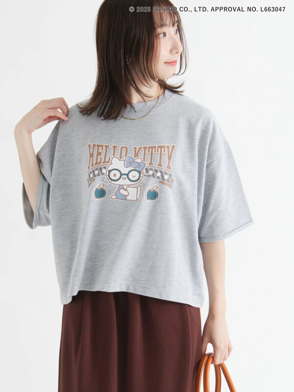 セール】 【HELLO KITTY】ミニ裏毛プリント5分袖トップス（オフ