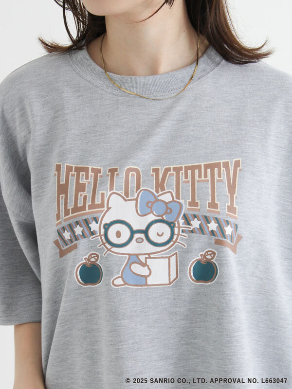 セール】 【HELLO KITTY】ミニ裏毛プリント5分袖トップス（オフ