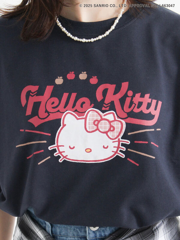 セール】 【HELLO KITTY】ミニ裏毛プリント5分袖トップス（オフ