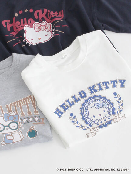 【HELLO KITTY】ミニ裏毛プリント5分袖トップス（オフホワイト/グレー/ネイビー）｜Te chichi TERRASSE（テチチ テラス）通販