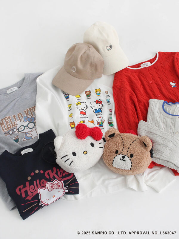 セール】 【HELLO KITTY】ミニ裏毛プリント5分袖トップス（オフ